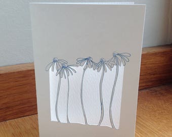 Hand drawn Pen and Ink Daisies greeting card