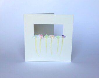 Six Coloured Daisies greetings card