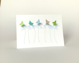 Seven Daisies and Five Butterflies greeting card