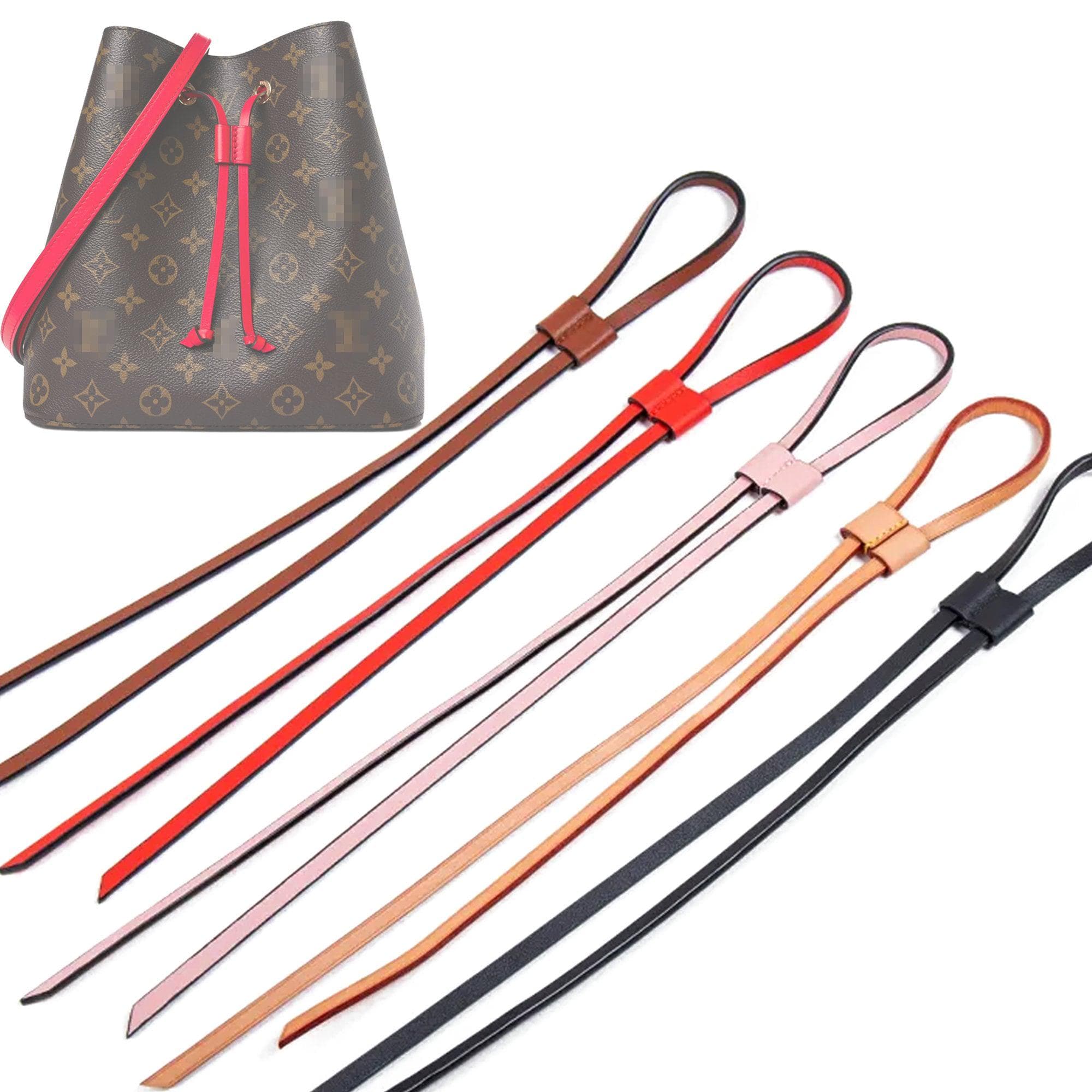 Drawstring w/Cinch Real Natural Vachetta Leather Lace for Noe Bucket BB MM Nano Bags Red Black Pink Honey Brown Dark Brown