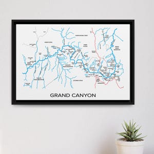 Lienzo con mapa del Gran Cañón / Havasupai / Arte mural del Parque Nacional