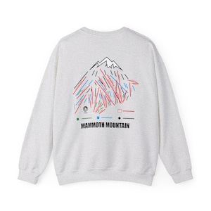 Sudadera de cuello redondo Mammoth Mountain / Suéter unisex con mapa de estación de esquí / Suéter de esquí de invierno / Regalo con ambiente de montaña / Ropa acogedora de invierno