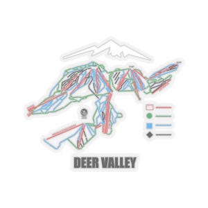 Sticker skikaart berg hertenvallei | Snowboarderscadeau | Sticker wintersport | Label voor outdooravontuur | Souvenirsticker Utah