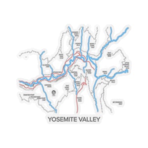 Pegatina con mapa del valle de Yosemite / Regalo para excursionistas / Calcomanía de aventura al aire libre / Regalo para amantes de la naturaleza / Calcomanía para portátil con pasión por los viajes / Senderismo