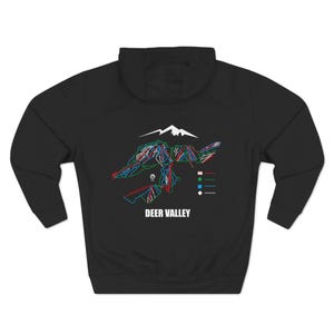 Deer Valley Kapuzenpullover | Ski Map Fleece Hoodie | Winter Ski Bekleidung | Bergresort Geschenk | Utah Pullover | Ski Reise Kleidung