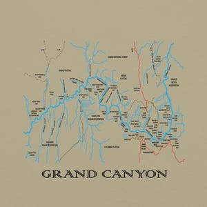 Grand Canyon Karte T-Shirt | Nationalpark-Shirt | Komfortfarben | Arizona | Havasupai