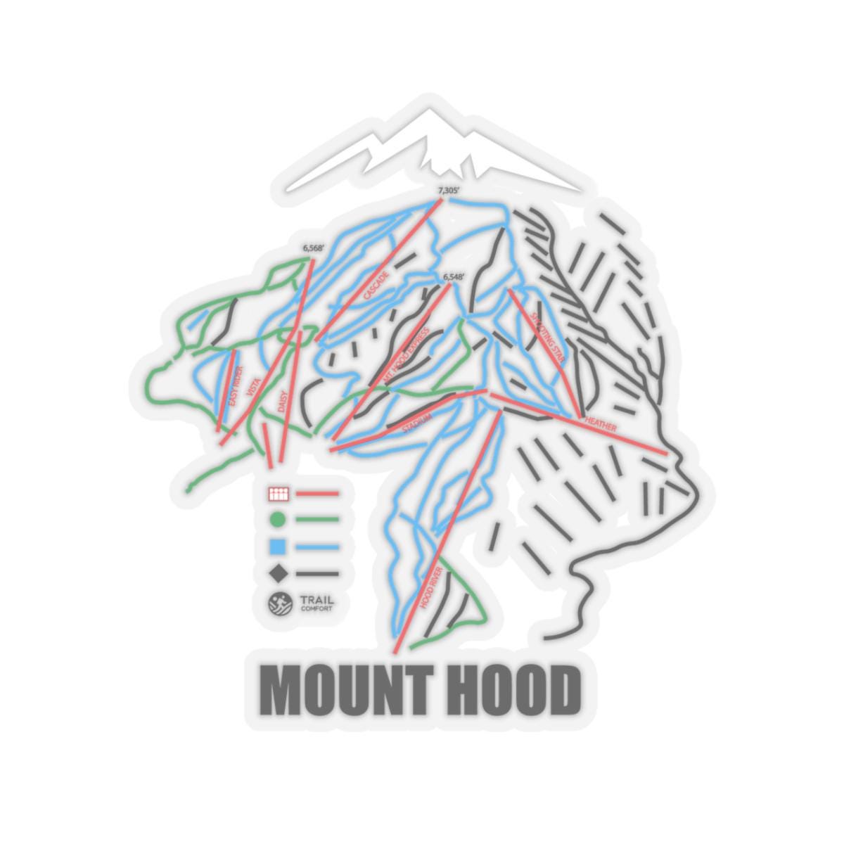 Trail Map Sticker Mount Hood Trail Map Sticker | Ski & Snowboard Vinyl Decal - Etsy