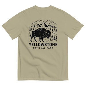 Yellowstone National Park T-Shirt (Back Design) | Vintage Bison Graphic Tee | Nature Lover Gift | Comfort Colors | Outdoor Hiking Apparel