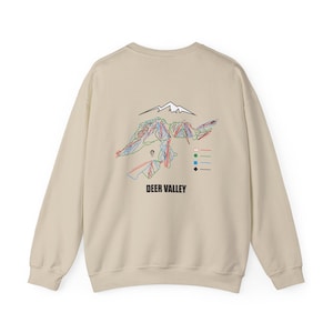 Deer Valley Rundhals-Sweatshirt | Ski-Resort Karte Pullover | Winter Ski Pullover | Berg Vibes Geschenk | Kuscheliges Winterkleid