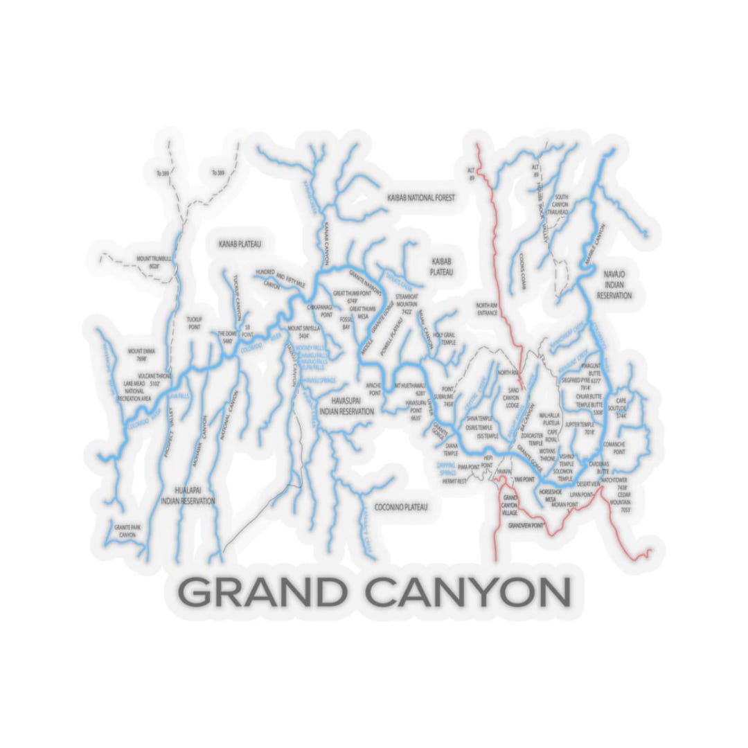 Trail Map Sticker Grand Canyon Trail Map Sticker: Hand-drawn Vinyl Hiking Decal - Etsy