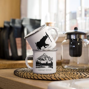 Grand Teton Nationalpark Becher | Nationalpark Geschenk | Emaille-Tasse | Kaffee Tasse