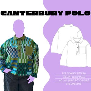 Patrón de costura intermedio para polo Canterbury (PDF): Top sin género y con tallas incluidas (descarga digital)