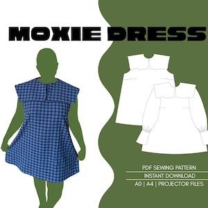 Moxie Dress PDF Sewing Pattern: Large Collar Beginner-Friendly Mini Dress, Size Inclusive (Digital Download)