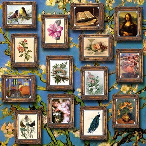 Miniature Framed Art Classic Works of Art -Mini 1.6&quot;x2&quot; Tags, Craft Supplies -INSTaNT DOWNLoAD- Printable Collage Sheet  JPG Digital File