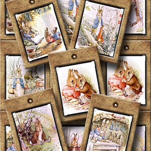 Benjamin Hase - Entzückende Vintage Grafiken - zum Aufhängen/Geschenkanhänger/Karten -INSTaNT DOWNLoAD- Druckbare JPG Digital File Collage Sheet