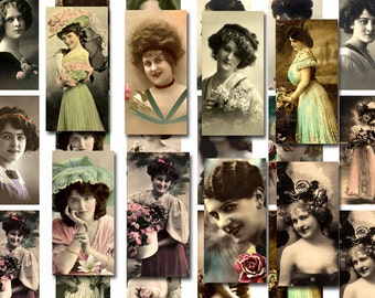 Women's/Ladies/Female Photos -Vintage 1x2 Photographs- INSTaNT DoWNLoAD- Printable Collage Sheet  JPG Digital File