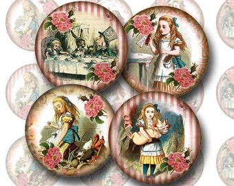 ALiCe In WoNDeRLaNd -WHiMiSiCAL LoVeLY 1" CiRCLES - ENCHaNTiNG 4"x6" Printable Collage Sheet Download JPG Digital File