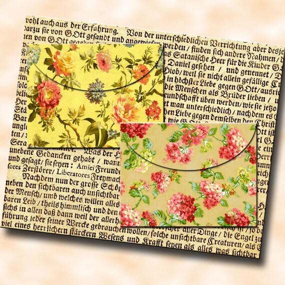 Set of 4 Vintage Shabby Chic Floral Envelope Templates-INSTaNT DOWNLoAD- FOUR Printable JPG Digital Files-Instant Download Il_570xn
