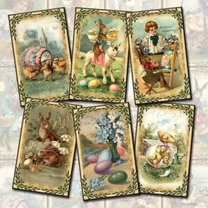 Ostern-Charming Primitive Frühling ViNtAgE Art Hang / Geschenkanhänger-INSTANT DOWNLoAD- Printable Collage Sheet Download JPG Digital File-CHRISTIAN