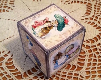 Beatrix Potter Illustrations -Story Book Decorative Cube/Box Template -INSTaNT DOWNLoAD- Printable JPG Digital File- Print and CuT