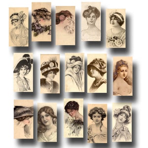 Vintage Women/Ladies Photos- Early 1900&#39;s -1&quot;x2&quot; Images - INSTaNT DOWNLoAD -CHaRMiNG Printable Collage Sheet JPG Digital File