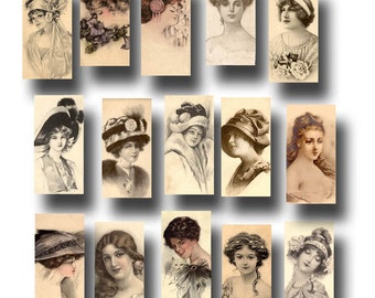 Vintage Women/Ladies Photos- Early 1900's -1"x2" Images - INSTaNT DOWNLoAD -CHaRMiNG Printable Collage Sheet JPG Digital File