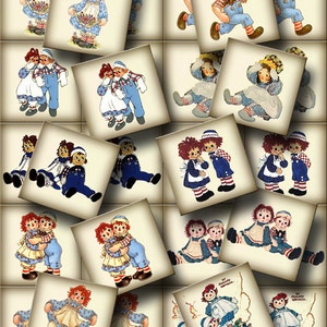 RaGGeDy Ann & AnDy - Sweet Vintage Art Etiquetas/cuadrados de 1,5&quot; - DESCARGA INSTANTÁNEA - Hoja de collage imprimible Archivo digital JPG