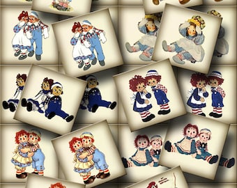 RaGGeDy Ann & AnDy -Sweet Vintage ArT 1.5" Tags/Squares-INSTaNT DOWNLoAD- Printable Collage Sheet JPG Digital File