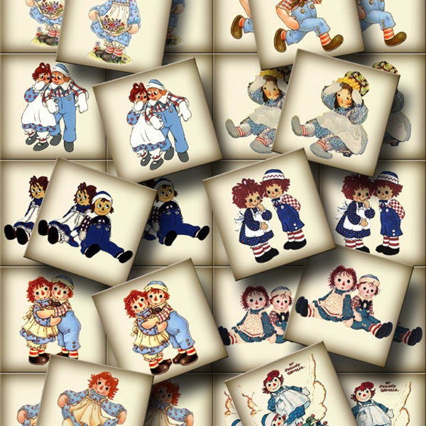 RaGGeDy Ann & AnDy -Sweet Vintage ArT 2" Tags/Squares-INSTaNT DOWNLoAD- Printable Collage Sheet JPG Digital File