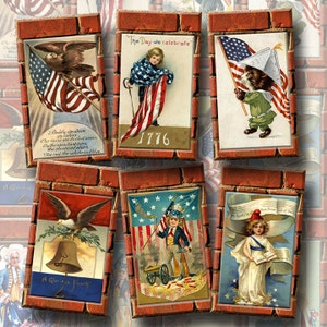 Etiquetas colgantes/regalos de arte vintage patriótico americano primitivo - manualidades de papel - DESCARGA INSTANTÁNEA - ENCANTADORA hoja de collage imprimible, archivo digital JPG