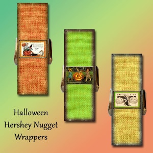Hershey Nugget Halloween Vintage Art Wrappers  - INSTaNT DOWNLoAD- Printable JPG Digital File- Ghosts, Witches, Goblins, More