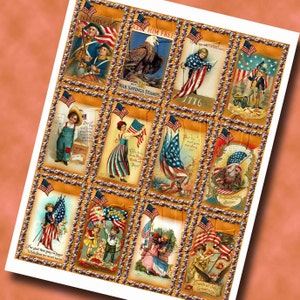 60 Holiday Vintage Art Tags- FIVE Printable Collage Sheets JPG Digital Files-Thanksgiving Christmas Valentine Easter 4th of July