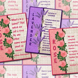 LAVENDER & ROSEs --Schöne Vintage Kunst Hang/Geschenkanhänger/Karten - INStANT DOWNLOAD - druckbare Collage Sheet JPG Digital File-veränderte Kunst