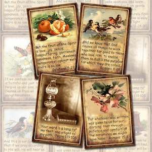 9 Inspirierende Bibel-Vers-Häng- / Geschenkanhänger-Etiketten - CHaRMiNG Vintage ART - SOFORTIGER DOWNLoAD - Druckbares Collage Sheet JPG Digitale Datei