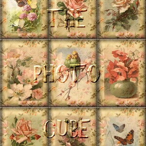 LoVeLY Romantic Roses & Butterflies Vintage Art Hang/Gift Tags-INSTaNT DOWNLoAD-Printable Collage Sheet JPG Digital File image 2