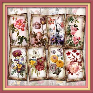 CHaRMiNG Floral Art Gift/Hang Tags-Vintage Art paper craftsRedoute Art - INSTANT DOWNLoAD - Printable Collage Sheet JPG Digital File