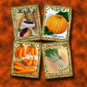 VeGeTaBLe SeeD PaCkETs ViNtAgE ArT 4&quot;x5&quot; Cards/ Markers /Labels -INsTANT DOWNLoAD- Printable Collage Sheet  JPG Digital File