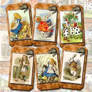 Alice im Wunderland - CHaRMiNG Vintage Altered Art Tags/Karten/Etiketten - INSTANT DOWNLoAD - Printable Collage Sheet JPG Digital File
