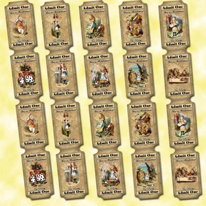Alice im Wunderland - Tickets - Admit One -INSTaNT DOWNLoAD - Lustige druckbare Collage Sheet JPG digitale Datei