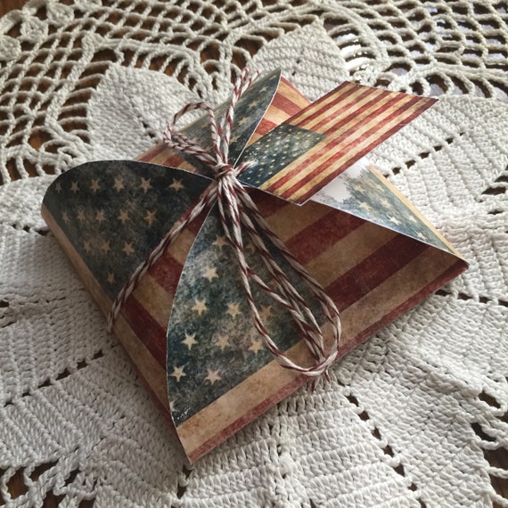 Primitive Flag Patriotic Gift/Favor Box -Vintage STaRS & STRiPES- INSTaNT DOWNLOAD - Printable JPG Digital File- Print and CuT Il_570xn