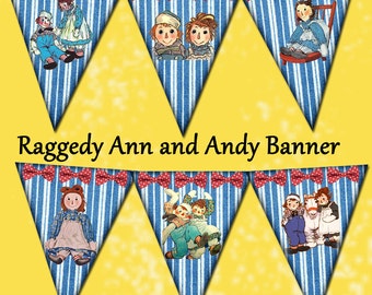 RaGGeDy Ann & AnDy Pennants/Flags -Create Your Own Banner-INSTaNT DOWNLoAD- Printable Collage Sheet JPG Digital File