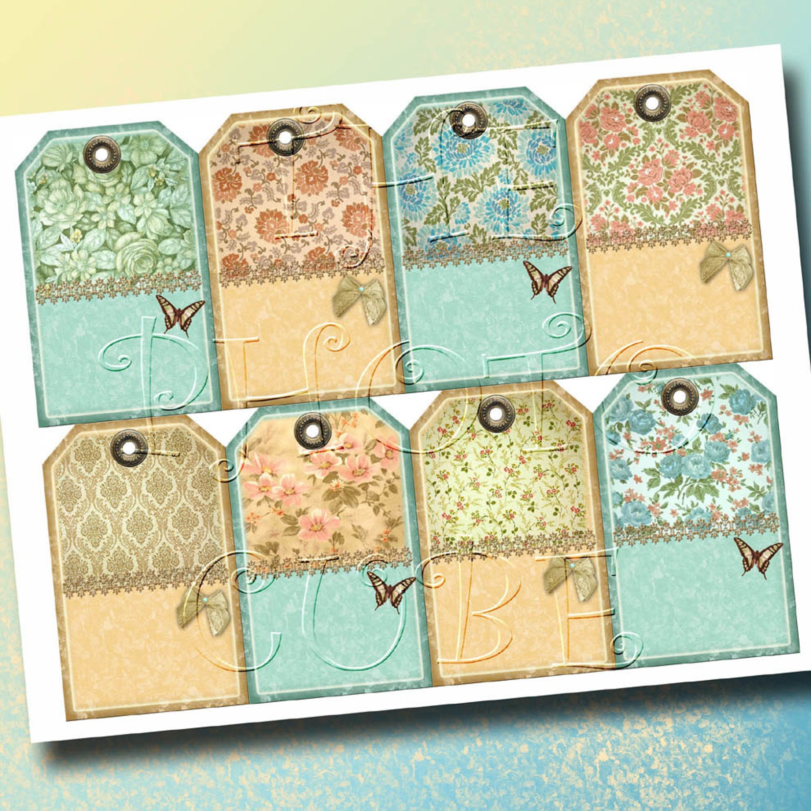 Shabby Chic Hang Tags Vintage Floral Blank Gift/journal - Etsy