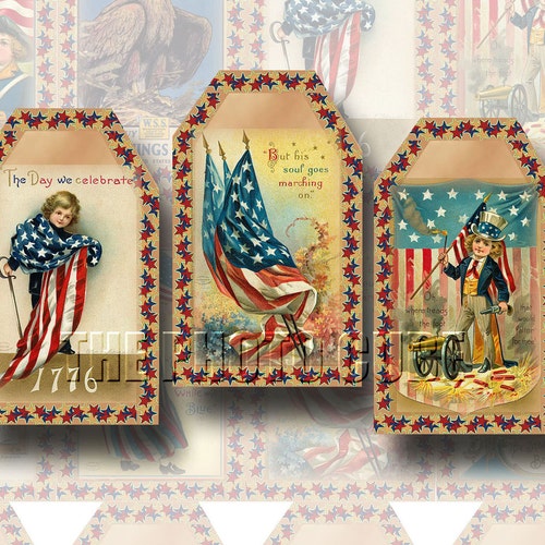 Patriotic Americana Vintage Art Hang Tags Instant Download - Etsy