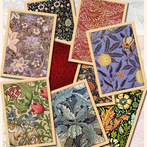 William Morris Vintage Art Tags/Cards/Labels-craft supplies-INSTaNT DOWNLoAD-  Printable Collage Sheet Download JPG Digital File