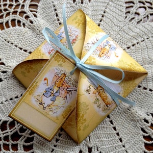 PeTER RaBBIT - Mini modello decorativo per scatola regalo/bomboniera con etichette regalo/da appendere - File digitale JPG stampabile - Stampa e taglio