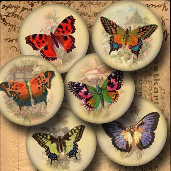 BuTTERFLIES-WHiMSiCaL 2.5 inch Circles for Pocket Mirrors Magnets Tags Crafts -INSTaNT DOWNLoAD- Printable Collage Sheet-JPG Digital File Il_570xn