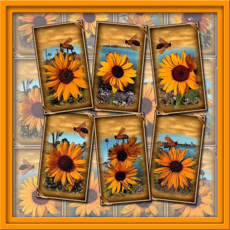 Download SuNFLOWERS & BeeS RuSTiC CouNTRy hang Tags/Cards paper | Etsy