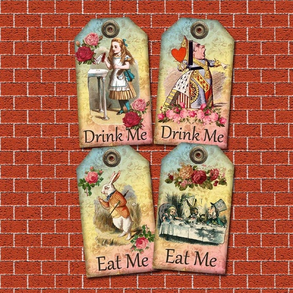 Drink Me Eat Me Alice In Wonderland s Instant Download Printable Collage Sheet Download 5x7 Jpg Digital File By The Photo Cube Catch My Party