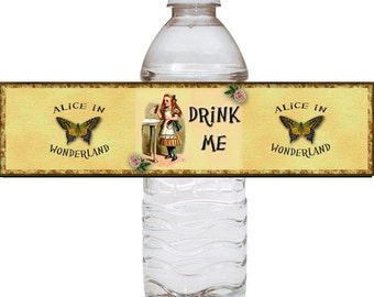 Alice in Wonderland  "Drink Me" Water Bottle Labels INSTaNT DOWNLoAD-  Printable JPG File Digital