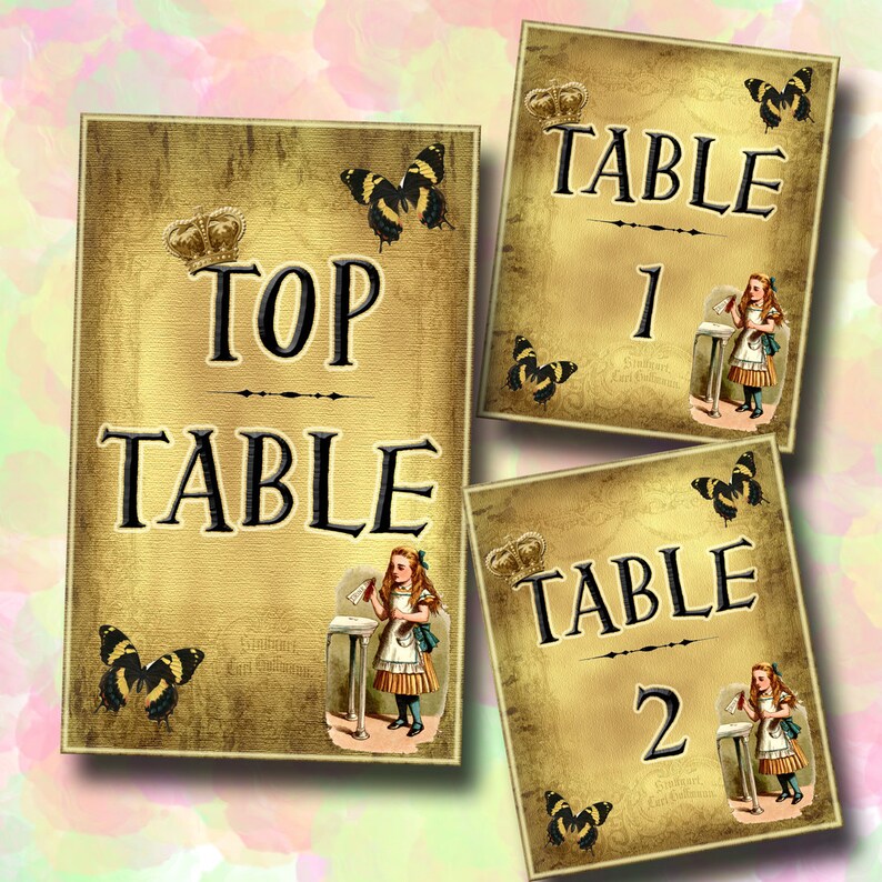 Alice in Wonderland Table Number Cardstop Table & Tables 118 Etsy